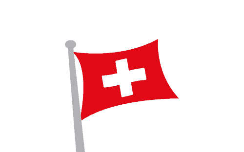 A swiss flag on a red background.