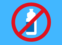 A no water sign on a blue background.