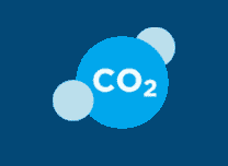 The co2 logo on a blue background.
