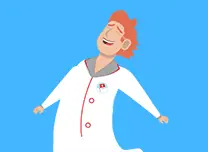 A cartoon of a doctor in a lab coat.