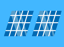 Two squares on a blue background.